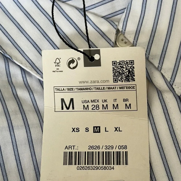 ZARA | White/Blue | STRIPED POPLIN SHIRT - Picture 10 of 12